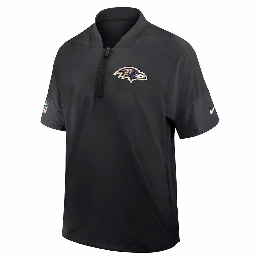Baltimore Ravens Mens XL Nike Sideline Short Sleeve 1/4 Zip Dri-FIT Coach Jacket